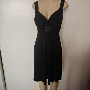 Enfocus Studio Black Midi Dress with Embellished Waist